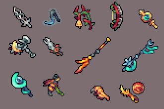 do pixel visual effect, particle effect, vfx, elements, pixel assets retro game