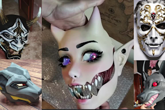 3d print and paint custom 3d mask 3d helmet cosplay 3d anime mask stl printing