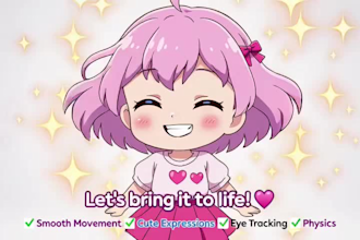 rig a cute chibi live2d avatar with lively expression and motion