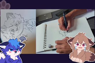 draw custom cute chibi furry stickers for telegram