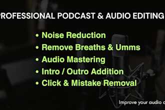 professionally do audio editing and noise removal