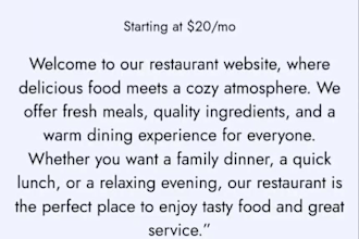 create a modern restaurant website