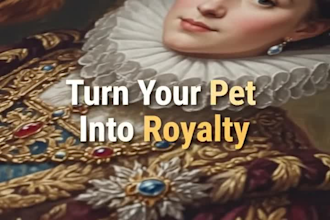 create a custom royal portrait of you and your pet