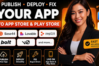 publish deploy fix base44 lovable replit bolt v0 app to app store playstore