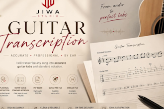 professionally transcribe any song into accurate guitar tabs