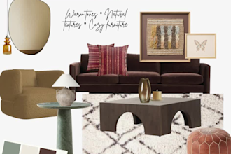 create modern interior design moodboard for your living room