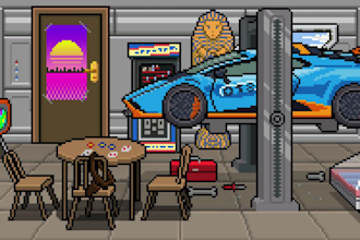 create pixel art background scene, tileset for game landscape and stream