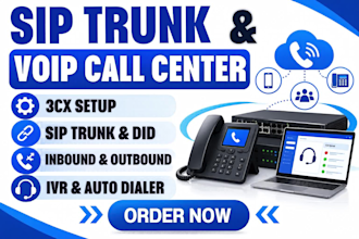 set up sip trunks for inbound outbound call center IVR press 1 auto dialer