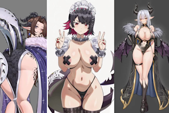 draw custom nsfw art, 2d art erotic nsfw character design, comic book page no ai