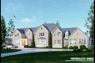 provide a photorealistic townhouse exterior rendering and animation