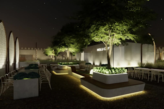 design and 3d render for outdoor cafe in 72 hours