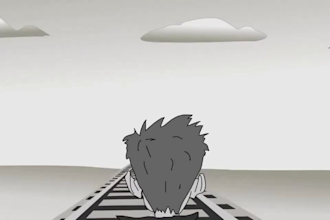 2d stickman, shadow or japanese anime style black an white silhouette animation