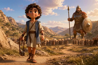 create 3d ai bible story, christian story, pixar disney style animation