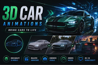 do 3d car animation, 3d animation, car animation, 3d car modelling, and 3d car