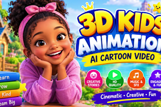 create 3d kids animation videos, ai cartoon videos and 3d animation