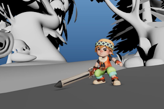 create a stylized 3d game ready character with animations