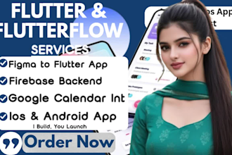 build flutter flutterflow mobile app figma design, google calendar integration