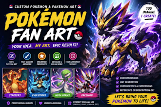 draw your custom pokemon or fakemon illustration fakemon sprite fakemon logo tcg