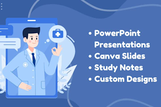 design professional medical canva presentations, study notes and infographic
