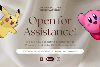 secure a reservation for kirby cafe or pokemon cafe tokyo, osaka, or hakata