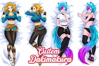 draw custom dakimakura body pillow art for your vtuber or anime character