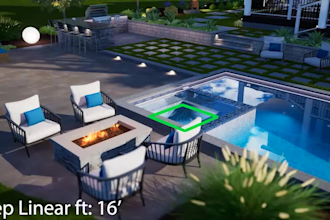design pool design plans for USA city permit approval with 3d rendering
