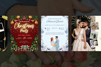design wedding, birthday invitation, greeting card and animated invite