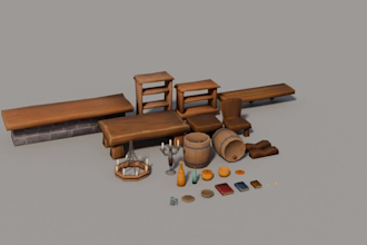 create stylized low poly 3d game props and assets