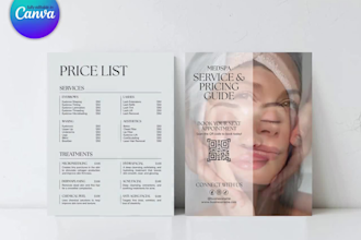 create editable canva med spa price list treatment menu skincare service flyer