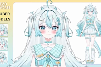 draw and rig 2d vtuber model, live2d model, live2d vtuber, vtuber rigging, amine