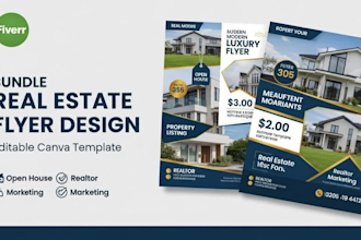 professional real estate flyer in canva editable template