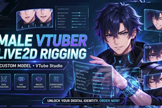 create custom anime male and female live2d vtuber model and rig it