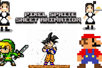 do sprite sheet animation, pixel animation, npc character art