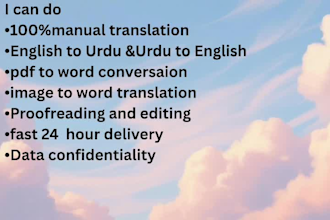 convert PDF or image to word and translate urdu english