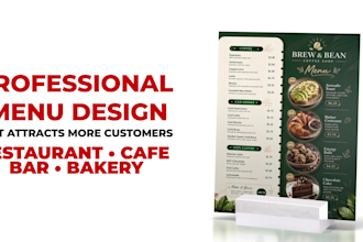 design professional restaurant and cafe menu