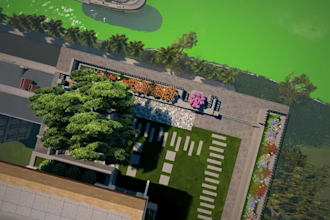 do rooftop terrace landscaping with cad and 3d visualization