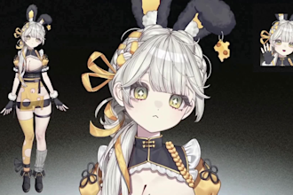 draw 2d vtuber model, live2d vtuber, vtuber design anime model, vtuber rigging