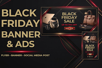 design black friday flyer and banner ads, plus black friday flyer and banner