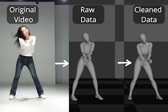 professional video to fbx mocap conversion and maya cleanup
