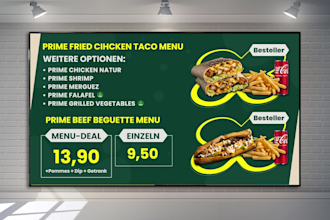 do digital menu, restaurant menu design, tv menu, high quality