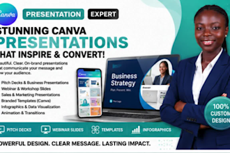 design canva presentation, canva course, online course slides and webinar