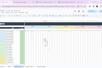 create habit and mood tracker, fitness tracker, goal tracker in google sheet