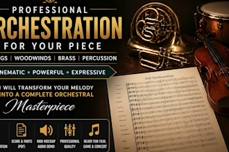 orchestrate cinematic music for full strings woodwinds brass percussion section