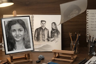draw a realistic charcoal portrait from your photo