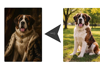 create a custom royal pet and owner portrait from your photo