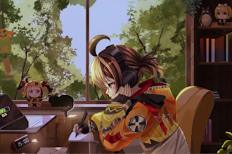 do lofi animation, streaming girl loop video, lofi illustration, animated gif
