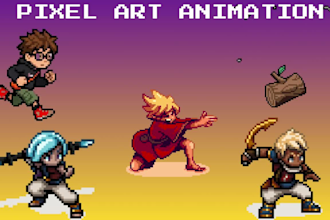 do 2d pixel art animation pixel character pixel sprite  pixel game art
