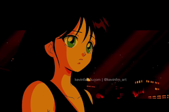 create 2d animation music video in 90s anime style