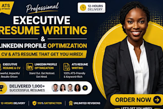 do executive resume writing and linkedin profile optimization, CV and ats resume