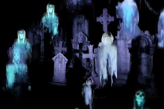 3d haunted projection effect, 3d halloween display, holographic visuals